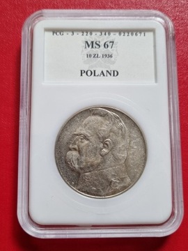 10zł 1936 Piłsudski Grading MS 67