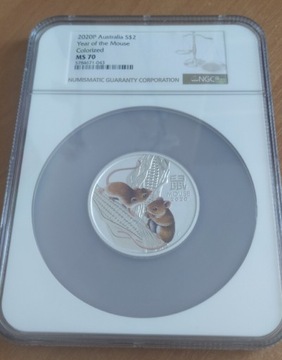 Lunar III Rok Myszy KOLOR 2020 2oz NGC MS70 MAX