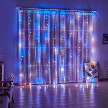 Lampki  kurtyna 300 LED girlanda świąteczna  USB 