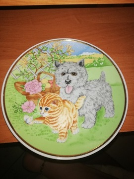 Talerz dekoracyjny Pies i kot AVON