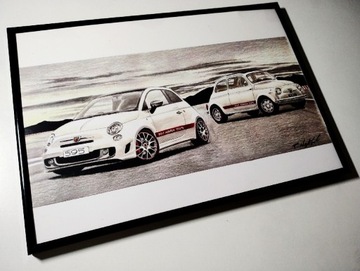 Fiat 500 Abarth plakat wydruk 1/10 A3 42x30