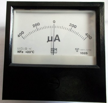 Mikroamperomierz tablicowy 72x72 mm -400/0/400 uA