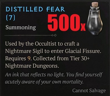 500x Distilled Fear Destylat Strachu Diablo 4 S3