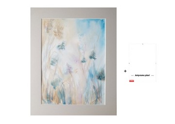 Obraz ręcznie malowany Trawy łąka kwiat + antyrama