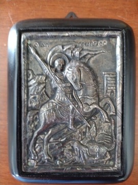 Ikona bizantyjska św. Jerzy srebro 925