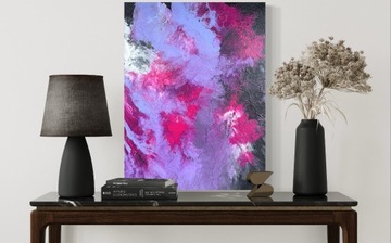 Obraz Abstrakcja "Euforia" 60x80 Czarny Róż Fiolet