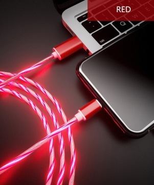 KABEL MAGNETYCZNY ŚWIECĄCY LED USB MICRO, IPHONE