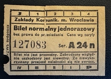Bilet komunikacji miejskiej z Wrocławia