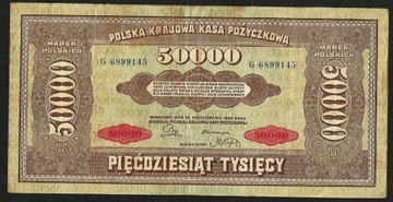 BANKNOT 50000 MAREK POLSKICH 1922 SERIA G P#33 St. 3+