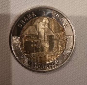 Nowa moneta 5zl z roku 2021 Brama Żuraw w Gdańsku 