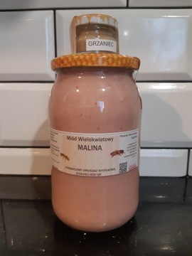 Miód Malina kremowany 1,15kg Plus GRATIS 