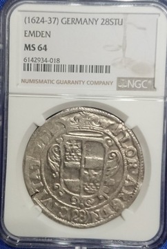 28 stuberów Emden 1619-1637 NGC MS64 MAX NOTA 