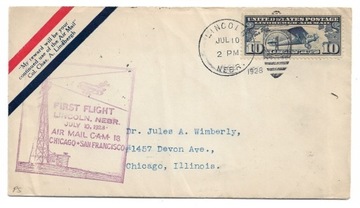 Pierwszy lot USA: Lincoln - Chicago 10.7.1928