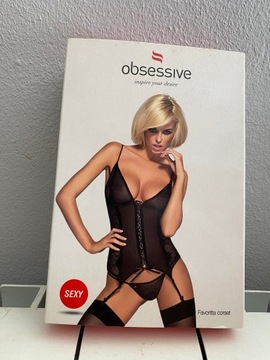 Czarny gorset Obsessive sexy bielizna damska L/XL 