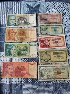 stare banknotny Jugosławia 50000,100000 dinara 