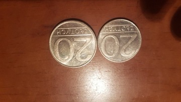 moneta 20zl rok 1989  mniejsza ciensza lzejsza 
