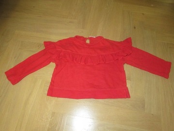 ZARA sweterek czerwony hiszpanka falbana 86 92
