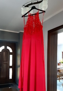 Sukienka wieczorowa długa weselna czerwona M 38