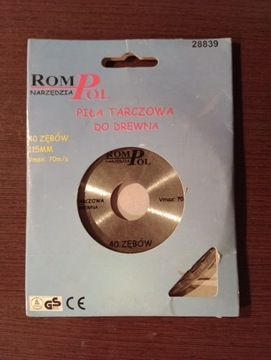 ROMPOL PIŁA TARCZOWA  DO DREWNA 115 MM NOWA!!!