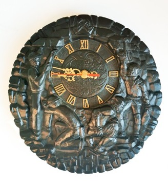 Zegar ścienny rzeźbiony w węglu unikat 