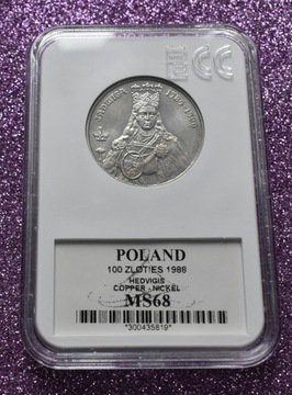 100 ZŁ 1988 JADWIGA MS 68 