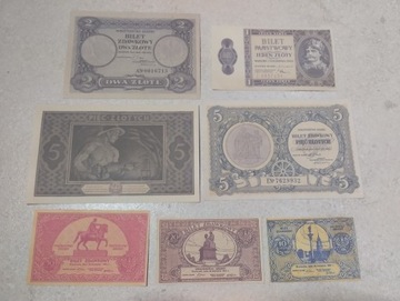 7x banknoty MINISTERSTWA SKARBU BILETY ZDAWKOWE