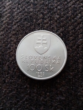 100 koron Słowacja 1993 - srebro, Ag (UNC) 