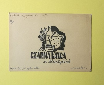 Zaproszenie 26.01.1946 CZARNA KAWA z koncertem