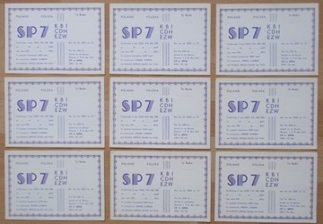 9 x karta QSL SP 7 Polska