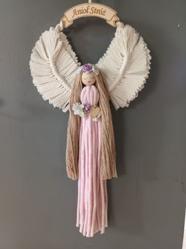 Anioł Stróż, makrama, 23 cm x 45 cm.
