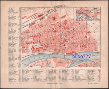 MAGDEBURG stary plan miasta z 1888 roku