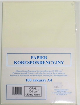 Papier korespondencyjny, ozdobny, płótno, kremowy