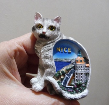 Magnes na lodówkę 3D Francja Nicea kotek