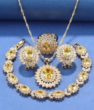 Luksusowy zestaw biżuterii z miedzi i złota 24 k