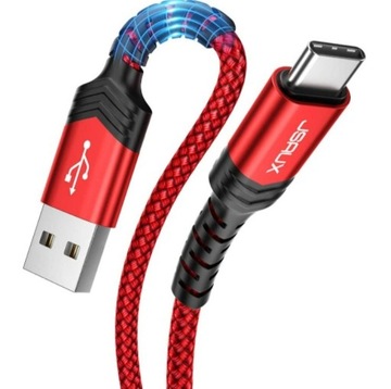 KABEL USB - USB TYP C CZERWONY NYLONOWY 2m