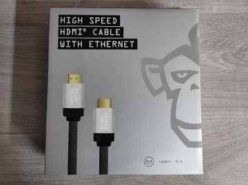 Kabel HDMI 1.4b w oplocie - 10m Silver Monkey NOWY