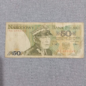 Banknot 50 złoty, rok 1988
