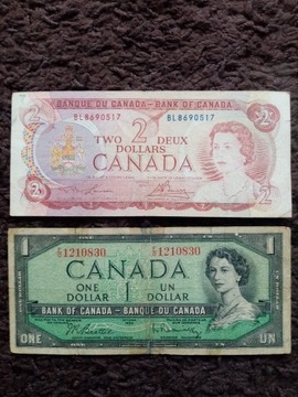 2 dolary 1974, 1 dolar 1954- Kanada 