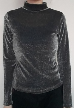 Błyszcząca brokatowa bluzka Półgolf 32 XXS