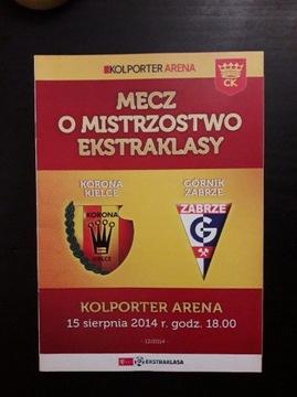 PROGRAM KORONA KIELCE - GÓRNIK ZABRZE 2014/15