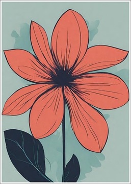 Plakat Czerwony kwiat  - A3