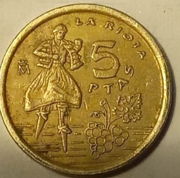 Moneta pamiątkowa 5 peset 1996r.,,La Rioja,,
