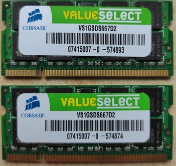 Pamięć RAM Corsair ValueSelect 2x1GB 667MHz SODIMM