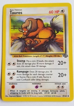 Karta Pokemon Tauros 47/64 jungle oryginał ładna