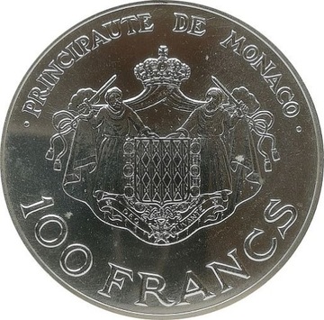 Monako 100 francs 1982, Ag KM#161