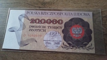 200000zł - 1989 rok - seria D - stan 1/UNC