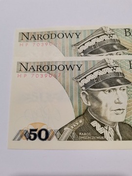 Banknoty 50zł.'88r. destrukty drukarskie UNC1,2szt