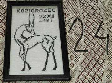Koziorożec znak zodiaku -obraz haftowany z ramą