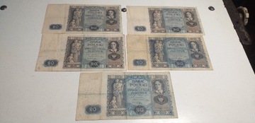 Zestaw 5 sztuk banknotów Polskich 20 zł 1936 r