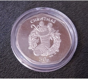 Wyspa Man 50 pence 2013 Christmas UNC swiateczna